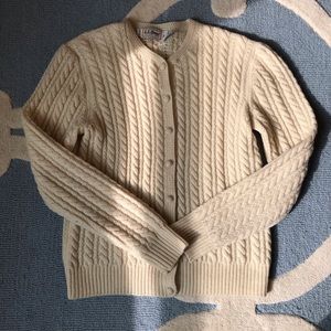 Vintage LL Bean Cable Knit Cardigan in Cream